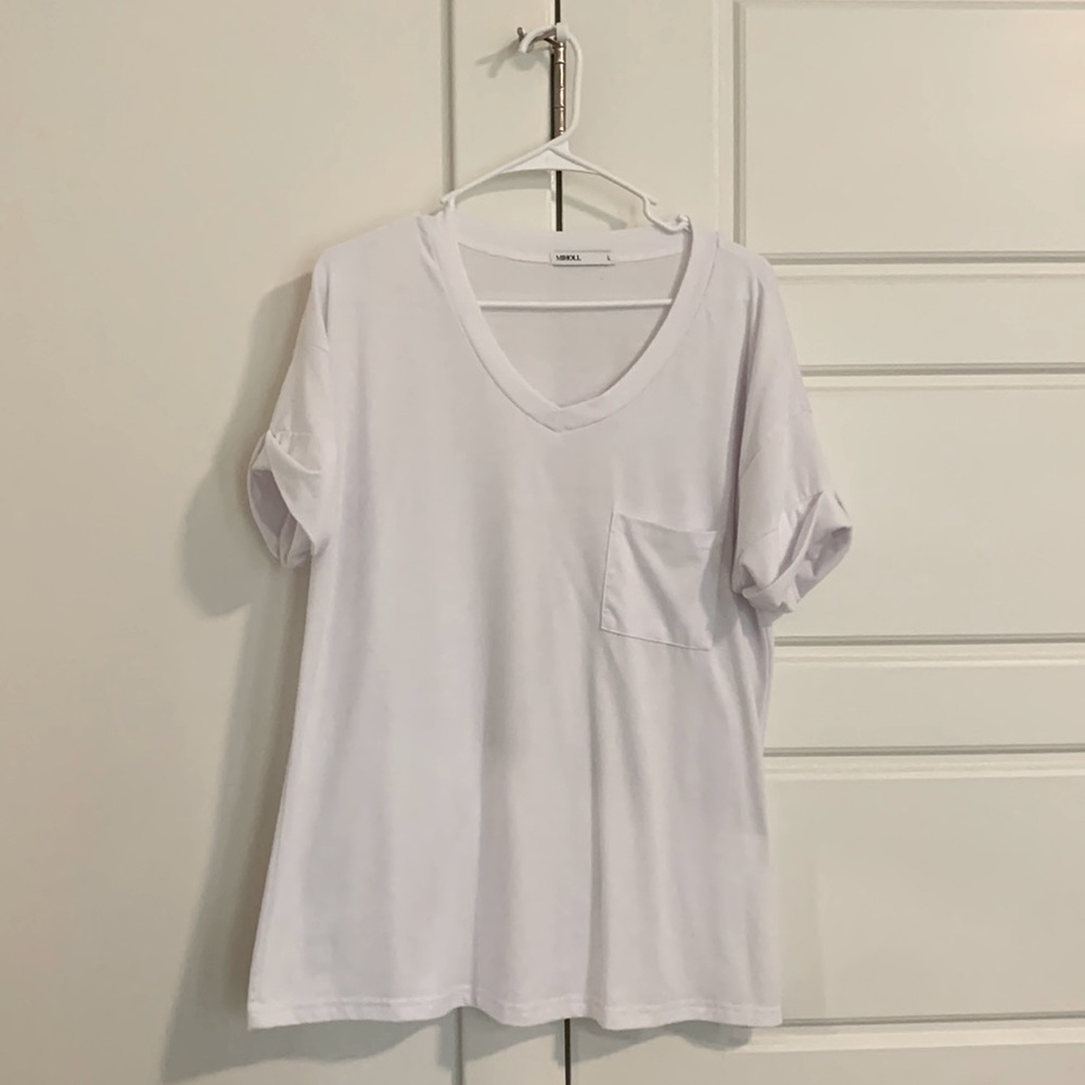 White Loose Fit Pocket Tee
